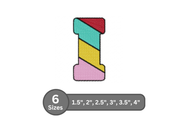 Candy Stripe Alphabet - I: A Fresh Embroidery Font