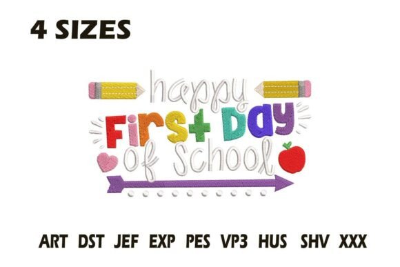 Charming Happy First Day of School Embroidery